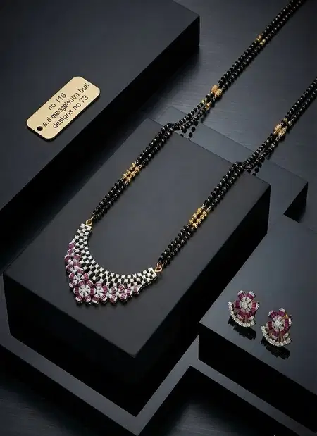 Latest American Diamond Vol 1 Mangalsutra With Earrings